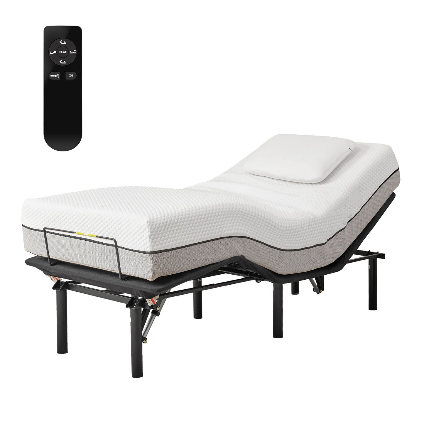 Adjustable Metal Bed Base With Head And Foot Incline, Anti Snore Feature, Wireless Control, Twin Long - Antique Black