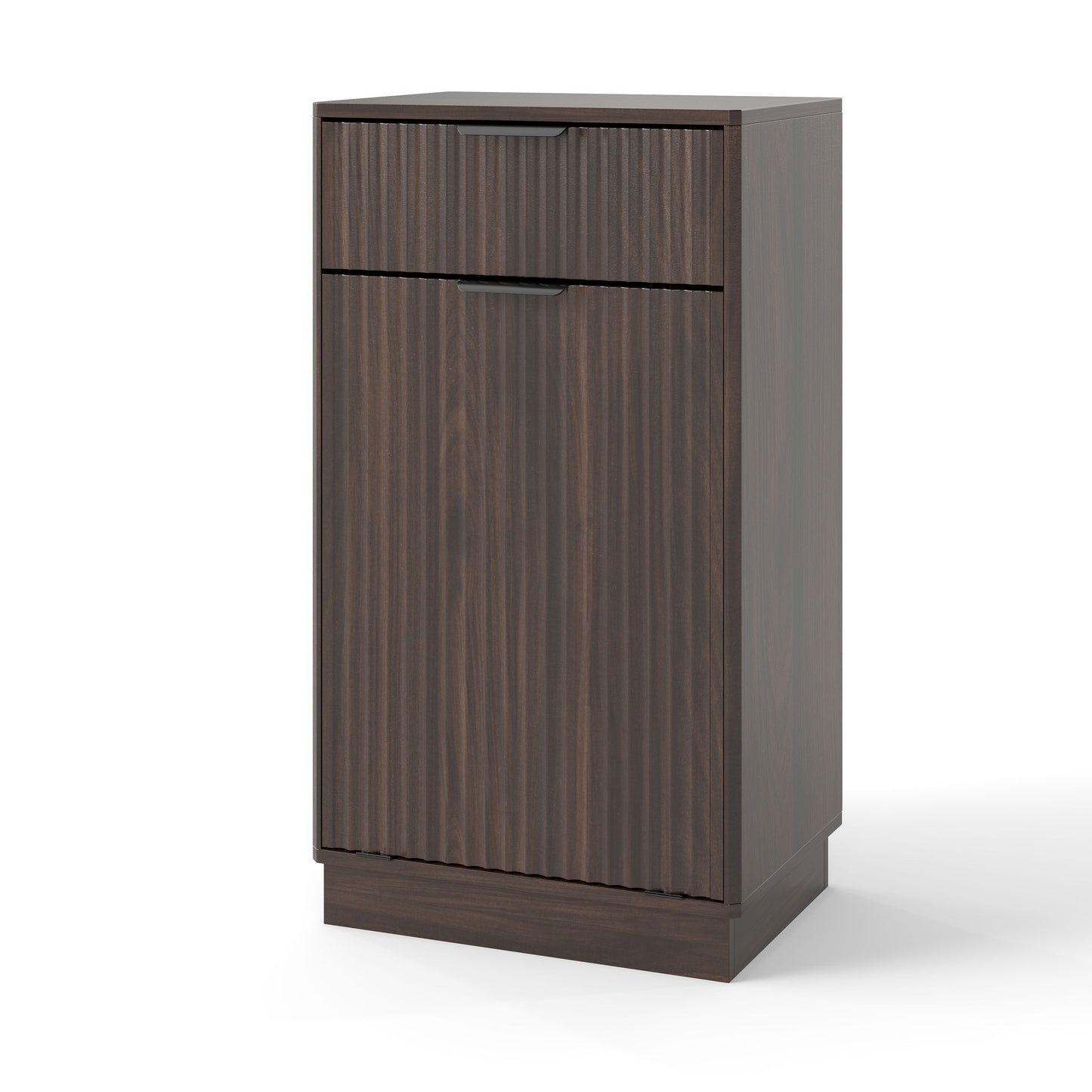 Tilt Out Trash Can Cabinet With Wave Textured Drawer & Pull Out Bin
