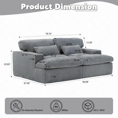 Double Chaise Lounge Chair, Oversized Upholstered Sleeper Cloud Couch