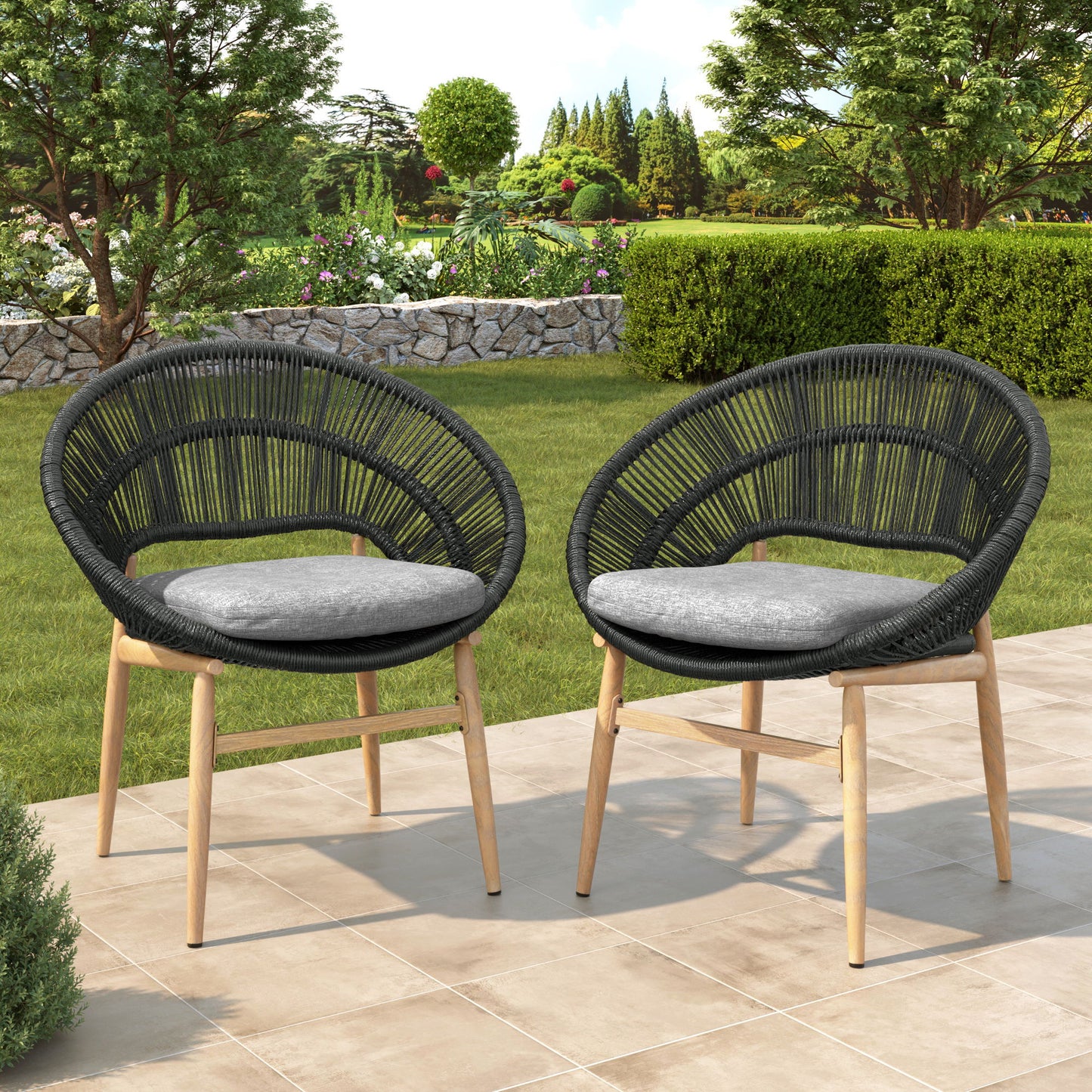 Cyril - Outdoor Papasan Style Dining Chair (Set of 2)