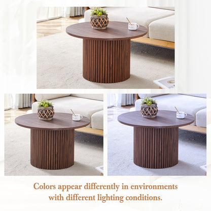 Modern Circular Coffee Table Material Color Cylindrical Design - Walnut