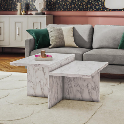 Brielle - 2 Tiered Coffee Table - White Marble