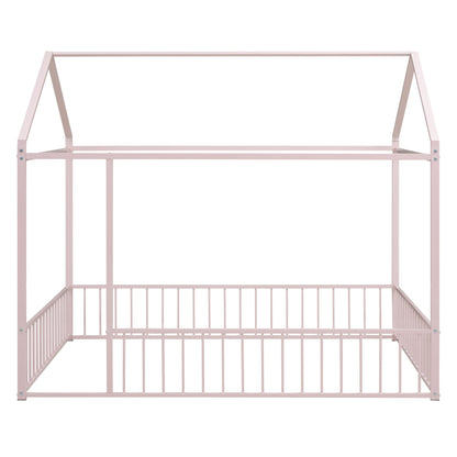 Metal Bed House Bed Frame With Fence