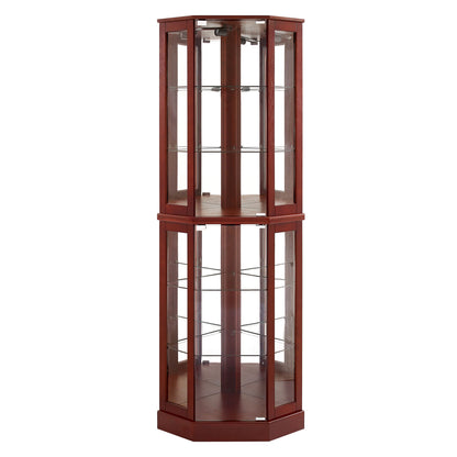6 Shelf Corner Curio Display Cabinet With Lights, Mirrors And Adjustable Shelves (E26 Light Bulb Not Included)