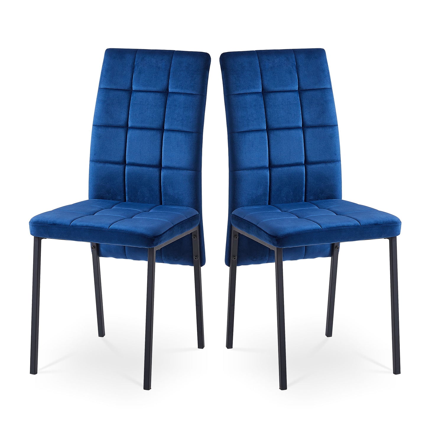 Velvet High Back Nordic Dining Chair Modern Fabric Chair With Black Legs (Set of 2)