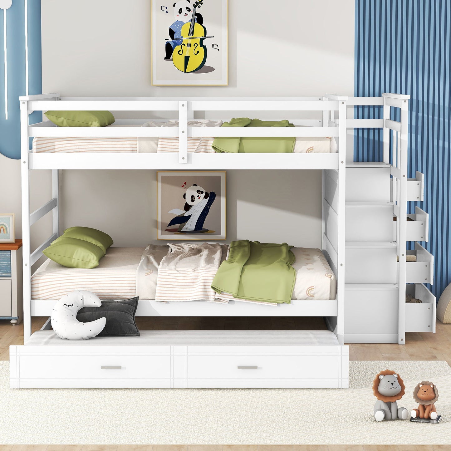 Bunk Bed With Twin Size Trundle And Staircase