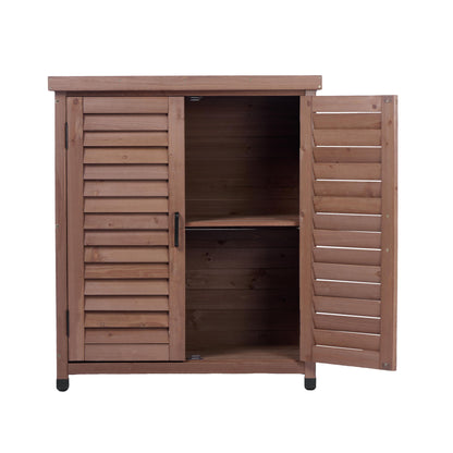 Potting Bench With Storage Cabinet And Metal Table Top For Outdoor