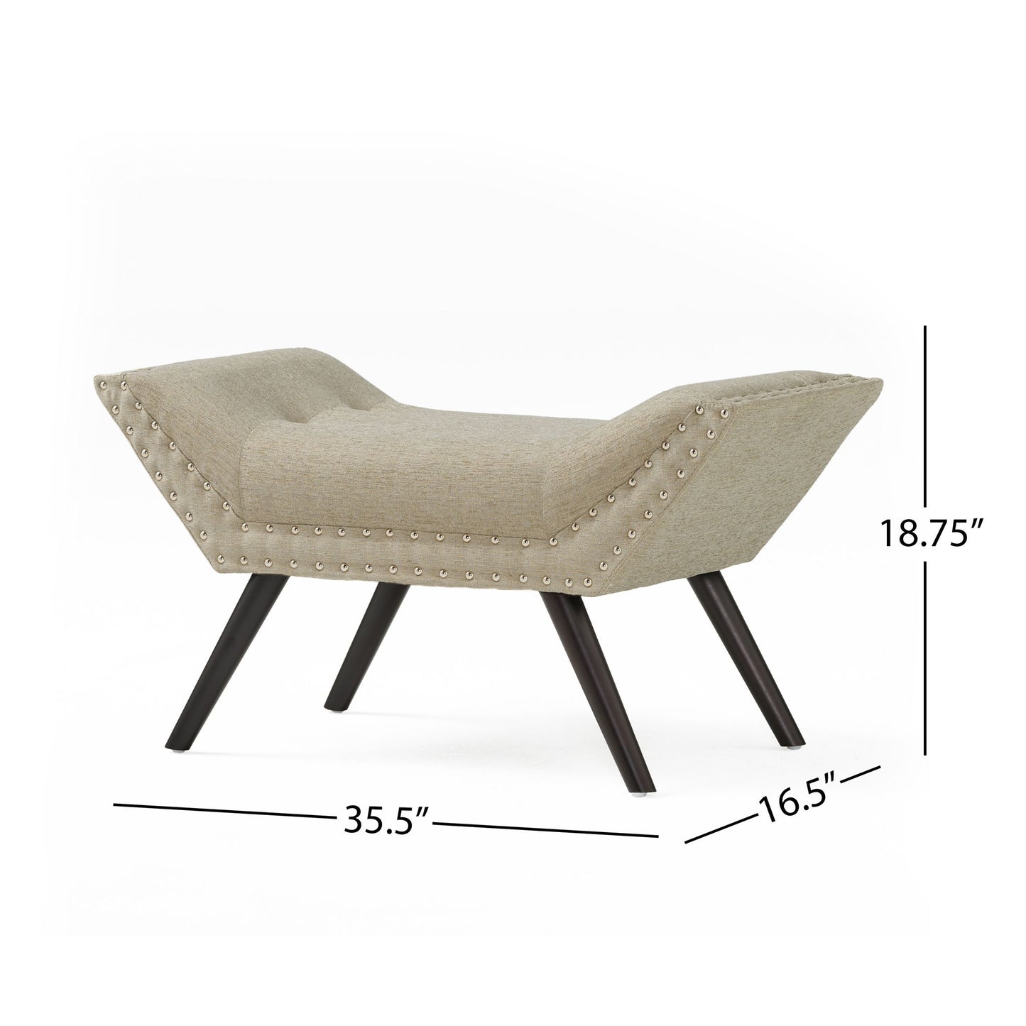 Hariata - Contemporary Fabric Tufted Ottoman Bench - Beige