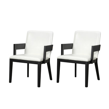Modern Glossy Dining Chairs (Set of 2), Elegant Upholstery And Ergonomic Design - Black White