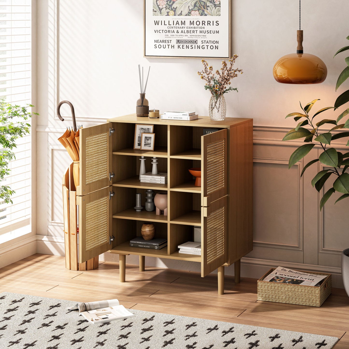 4 Door Storage Cabinet With 8 Shelves