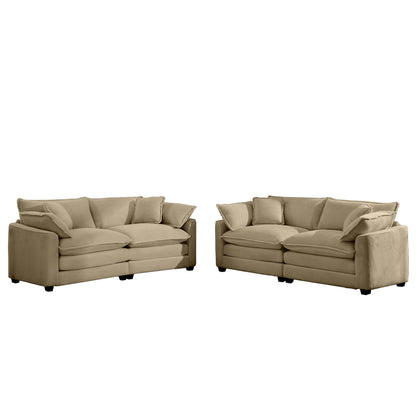 Elegant Corduroy Oversized Sectional Sofa Set With Deep Seats And Flexible Layout