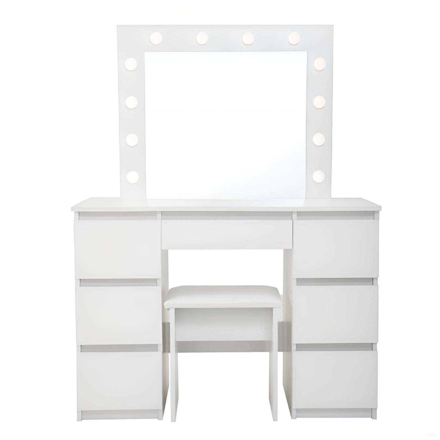 Large Vanity Tables With Mirror And Light - Matte White