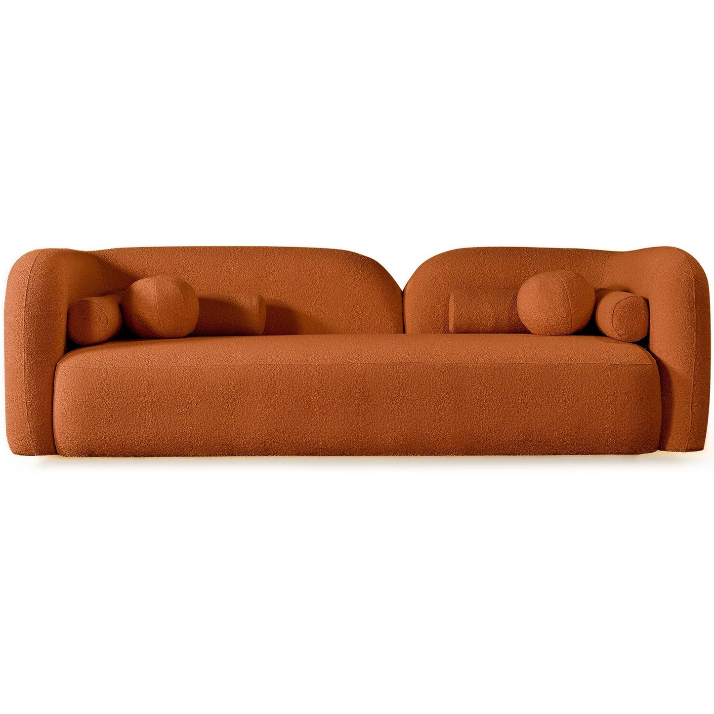 Donna - Japandi Style Boucle Sofa - Brown / Burnt Orange / Orange