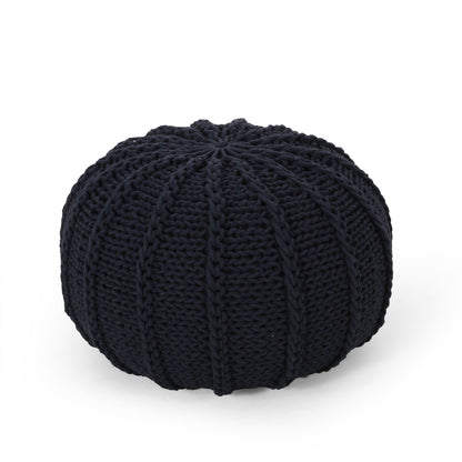 Bordeaux - Knitted Cotton Round Pouf Ottoman And Floor Cushion
