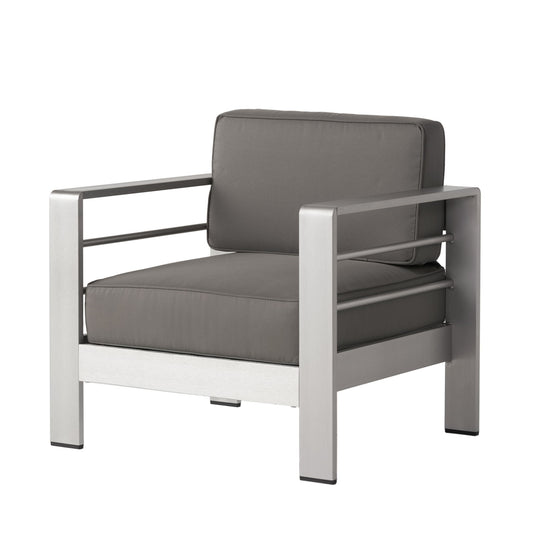Outdoor Aluminum Club Chair With Cushion - Gray