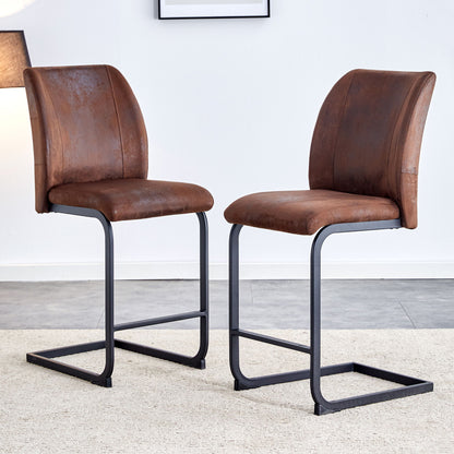 Modern Chairs With Suede Cushions And Black Metal Legs For Dining Room Or Office (Set of 2) - Brown