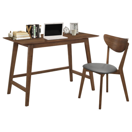 2 Piece Home Office Desk And Chair Set - Gray / Walnut Brown