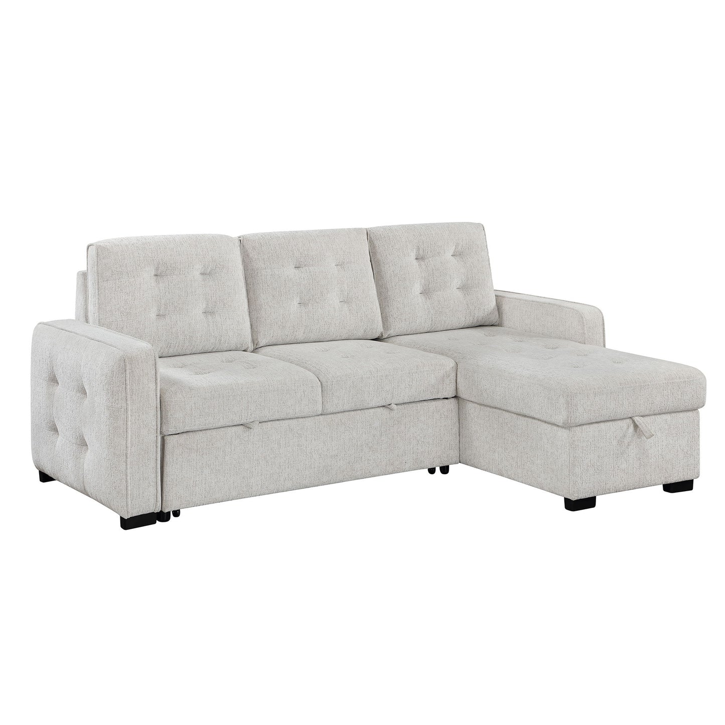 Gustavo - Sofa, Pull Out Bed, Storage Chaise, USB And Cup Holders - Beige