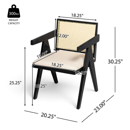 Chandigarh Farmhouse Style Cane Upholstered Dining Chairs (Set of 2)