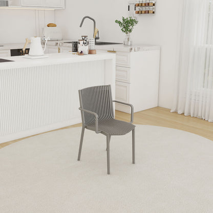 4 Piece Stackable Single Chairs With Vertical Stripe Design For All Weather