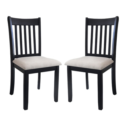 Modern Dining Chair, Wooden Back, Cushion Seats (Set of 2)