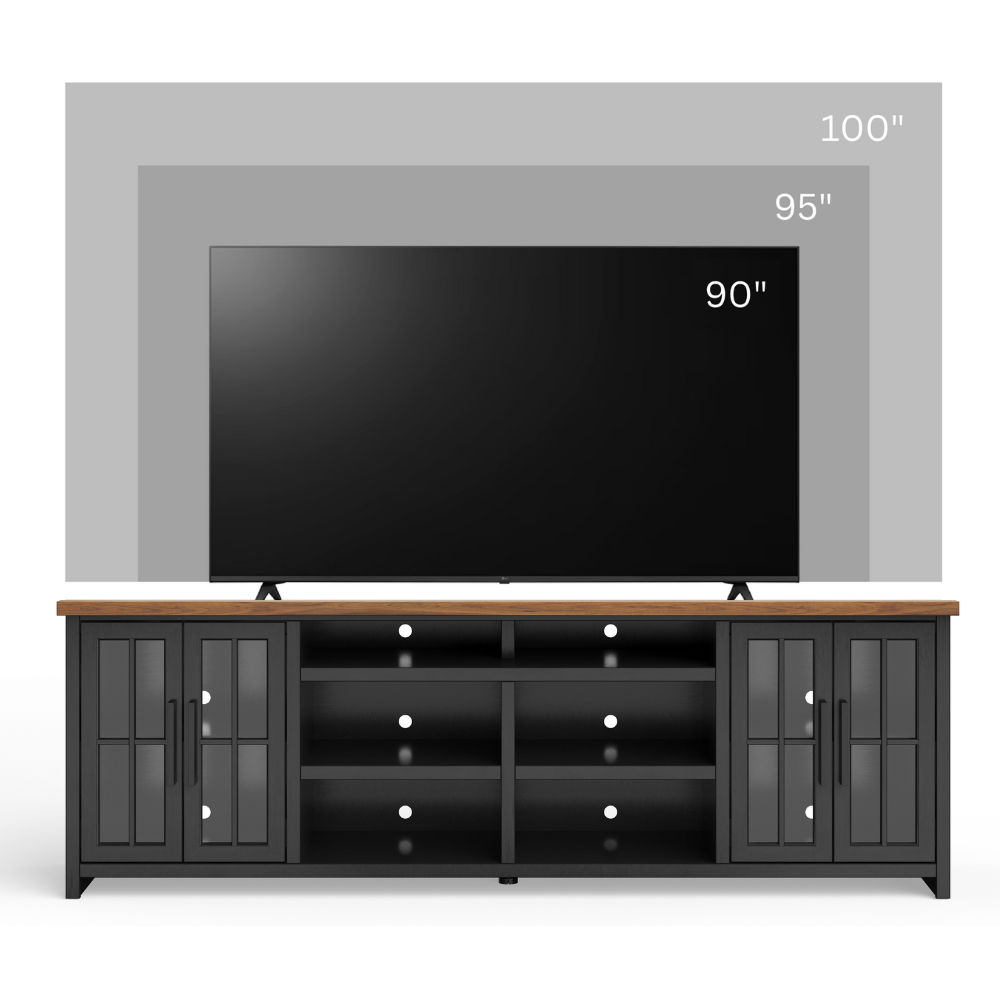 TV Stand Console For TVs Up To 100" - Black / Whiskey