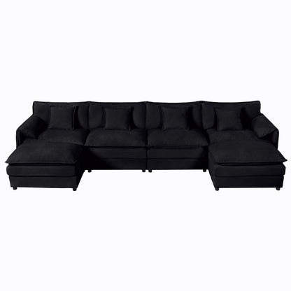 Modern Comfy Deep Seat Modular Sectional Sofa Cloud Couch With Ottoman