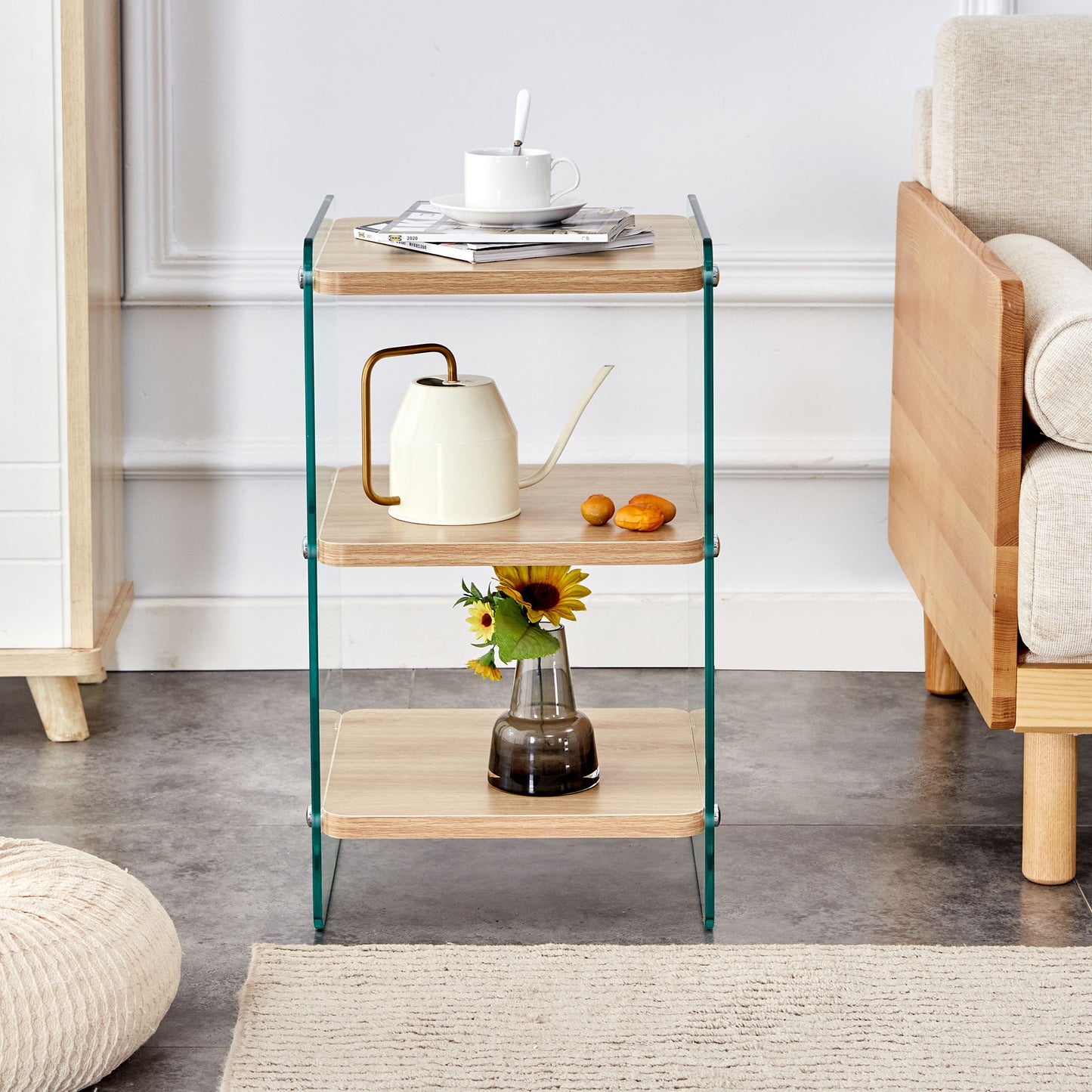 Modern 3 Layer Bedside Cabinet With Storage Function