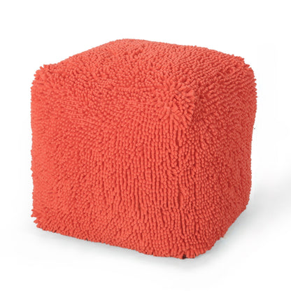 Sunny - Square Pouf, Versatile Ottoman Or Floor Cushion - Coral