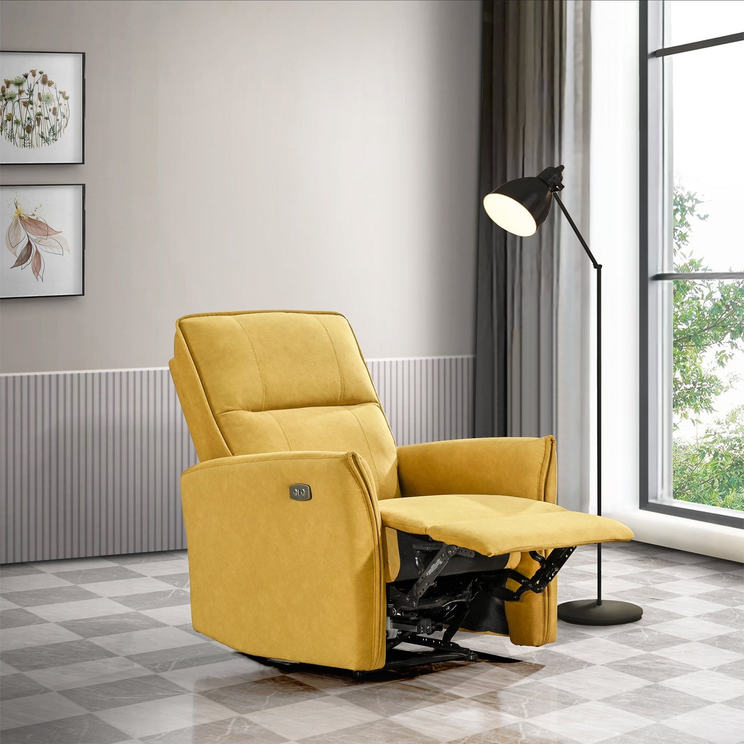 Suede Recliner Chair - Dark Yellow