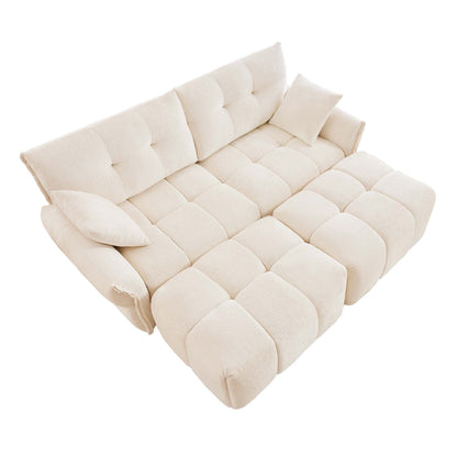 Sofa Set With Ottoman And Pillows, Textured, High Resilience Cushions