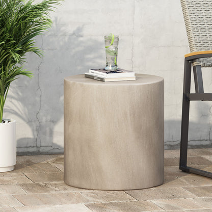 Cylindrical Design, Outdoor Lightweight Concrete Side Table