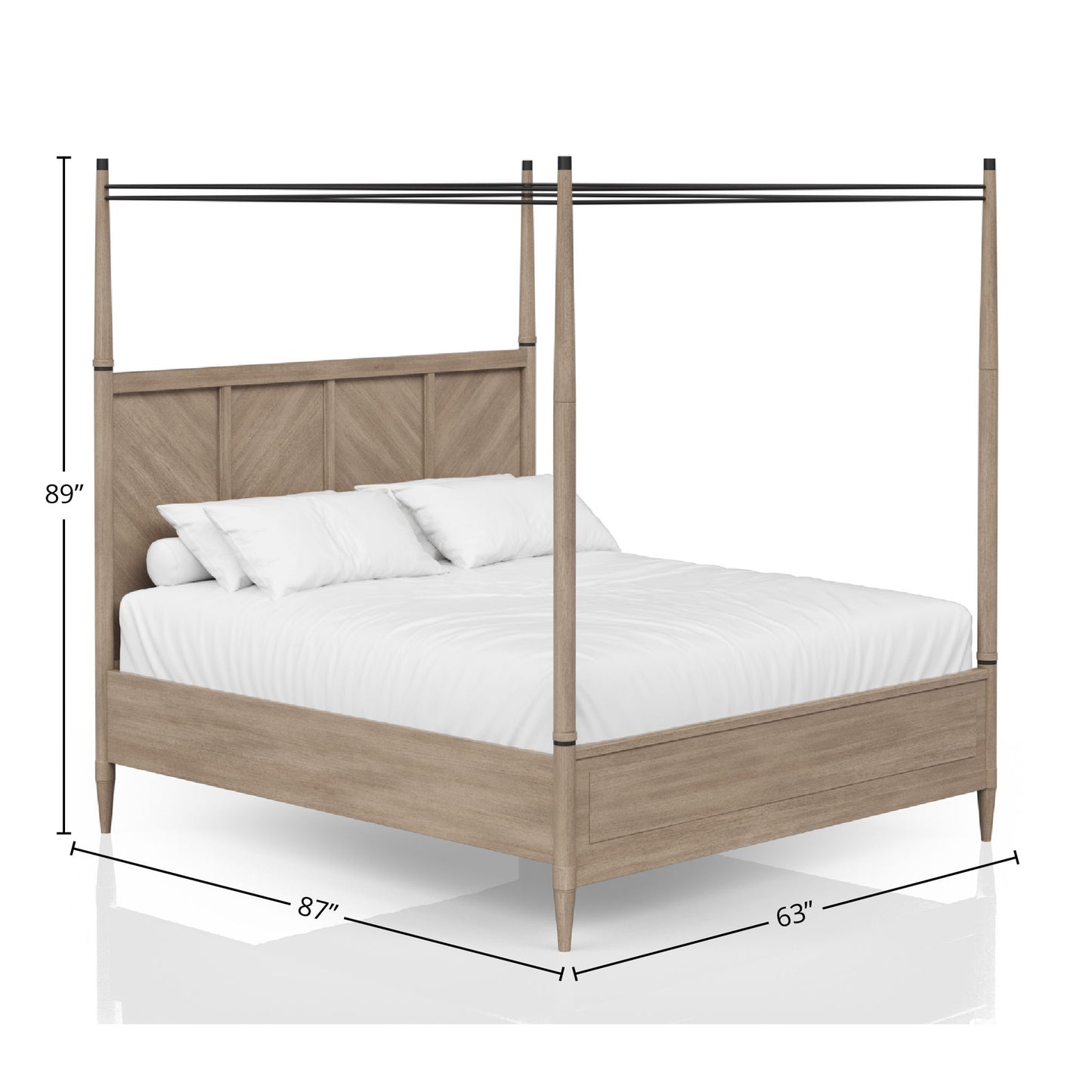 Queen Canopy Bed - Sand