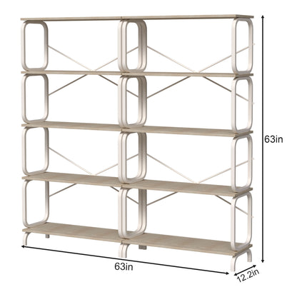 5 Tier Industrial Bookshelf, Tall Bookcase With Open Design, Vintage Storage Organizer
