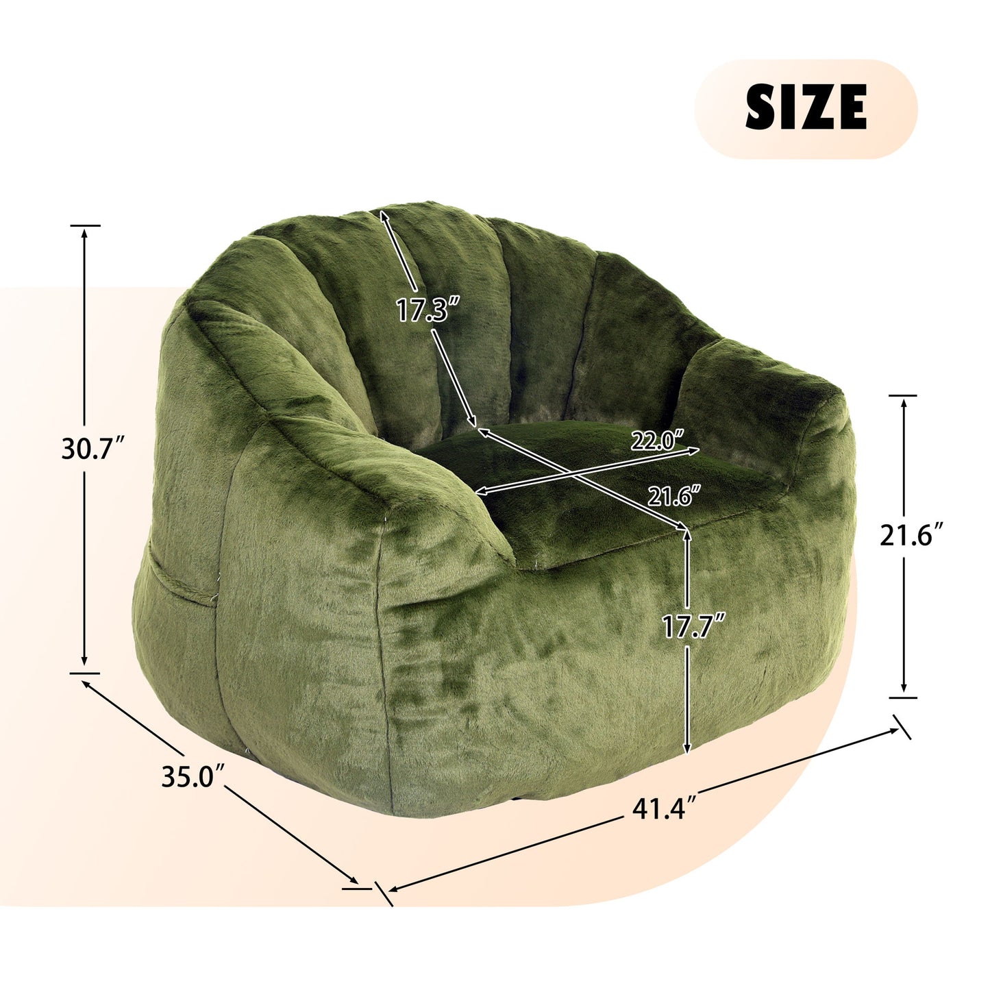 Beanbag Chair, Beanbag Sofa Chair With Armrests Stuffed High Density Foam
