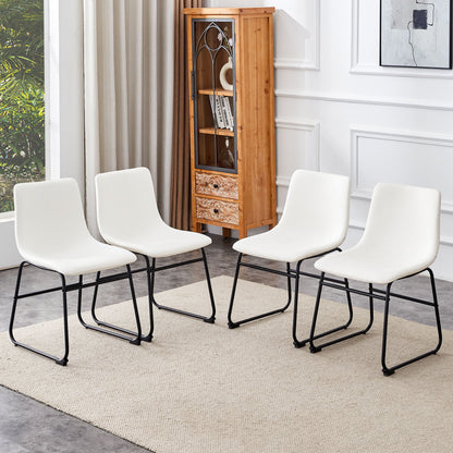 (Set of 4) Classic Chairs, A Stylish Seat Perfect For Modern Minimalist And Industrial Style Environments - White