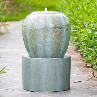 Heavy Outdoor Cement Fountain Antique, Cute Unique Urn Design Water Feature For Home Garden