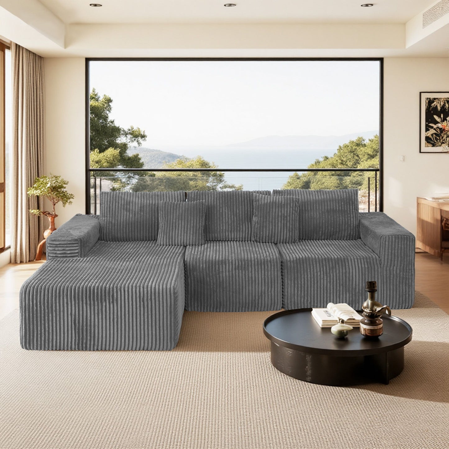 Modern Cloud Sectional Sofa With L-Shape Chaise