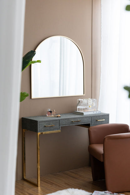 Arched Mirror With Metal Frame, Wall Mirror For Living Room Bedroom Entryway