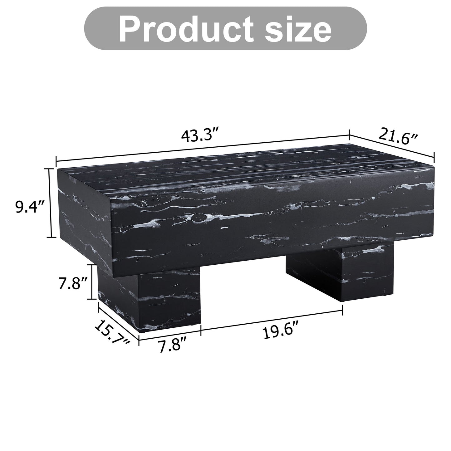 Modern Simple Marble Texture Coffee Table Stylish And Practical Design - Black