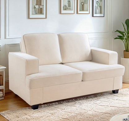 Modern Loveseat, Comfortable 2 Seater Couch With Deep Seating, Loose Back Cushions, Wide Arms