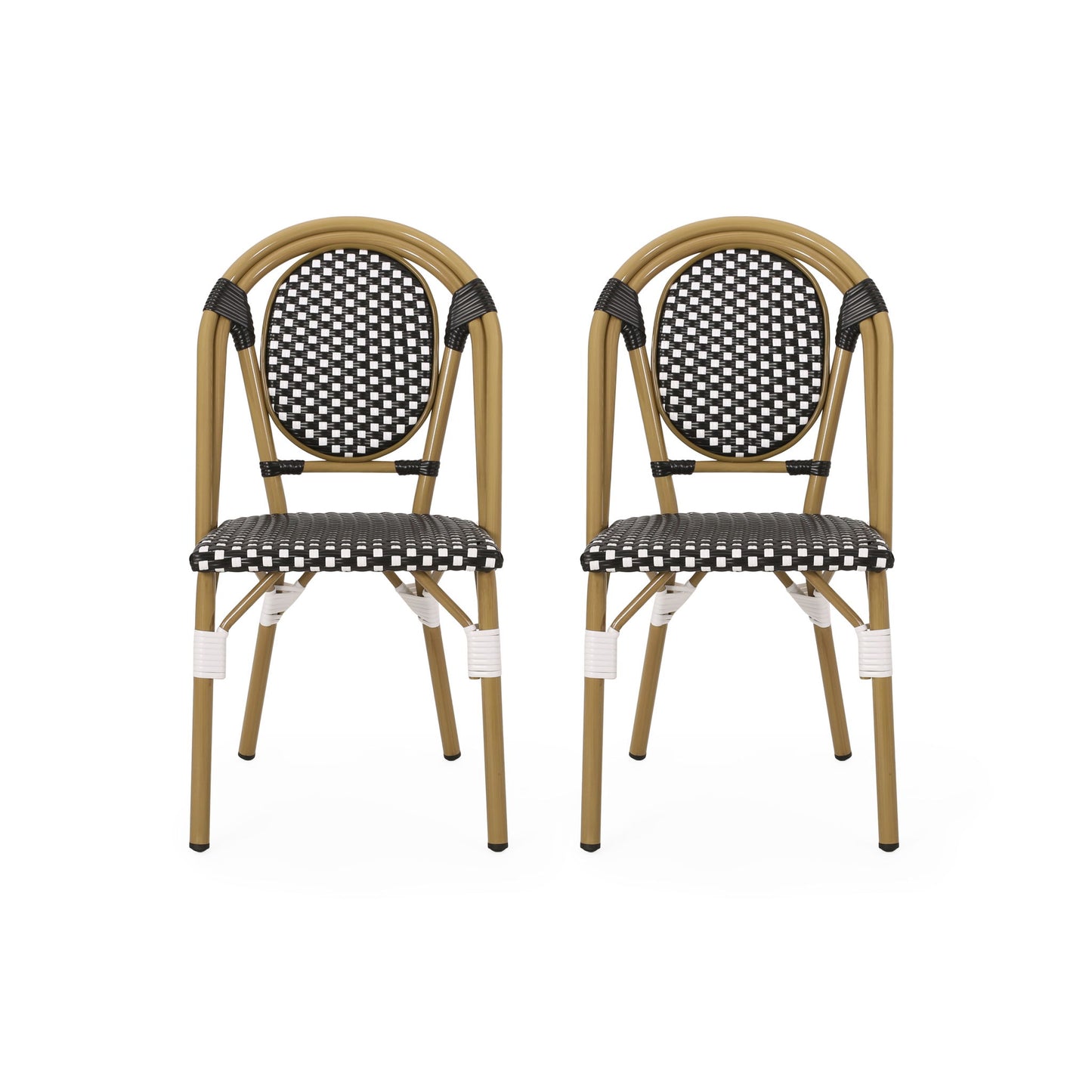 Outdoor Rattan And Aluminum French Bistro Chair Set