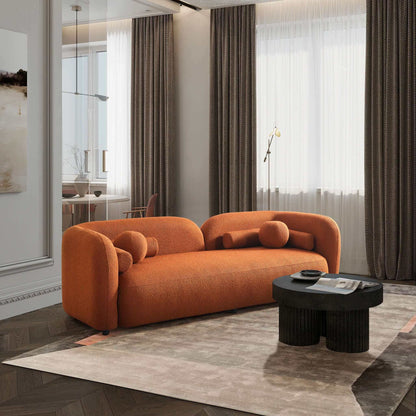 Donna - Japandi Style Boucle Sofa - Brown / Burnt Orange / Orange