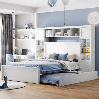 Bed With All In One Cabinet, Shelf And Sockets, Trundle