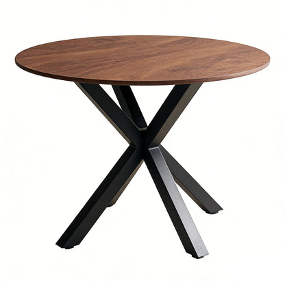 Table Mid-Century Dining Table For 4 - 6 People With Round MDF Table Top, Pedestal Dining Table, End Table Leisure Coffee Table, Cross Leg