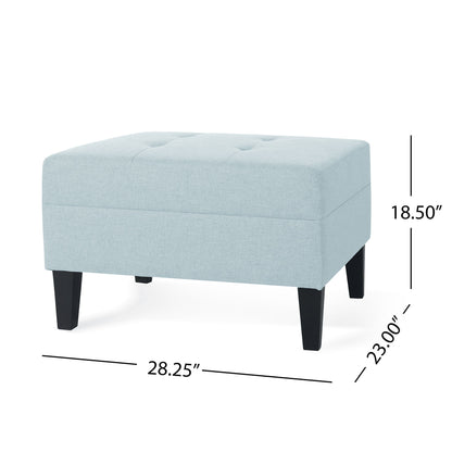 Classic Ottoman With Birch Wood Legs And Fabric Upholstery