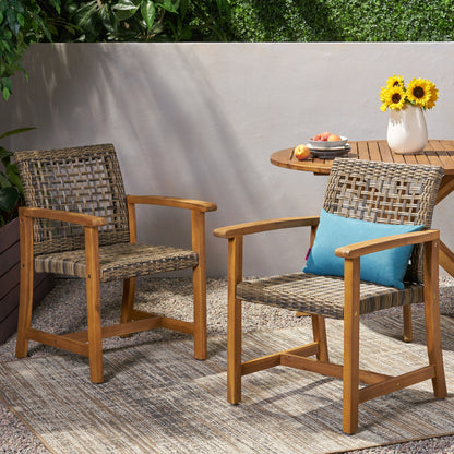 Outdoor Dining Chair Acacia Wood Frame (Set of 2)