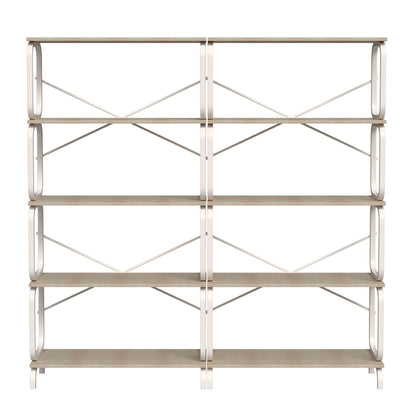 5 Tier Industrial Bookshelf, Tall Bookcase With Open Design, Vintage Storage Organizer