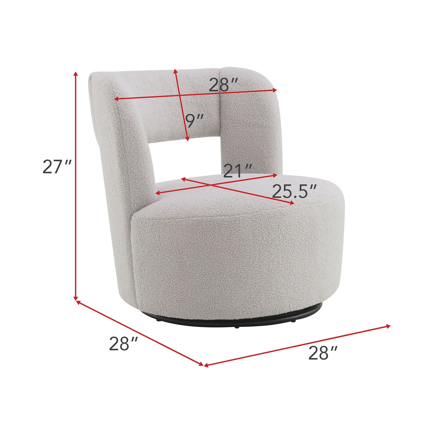 Swivel Comfy Round Barrel Chair With Soft Teddy Fabric For Living Room