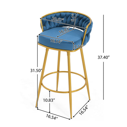 Modern Low Back Upholstered Counter Height Bar Stools (Set of 2)